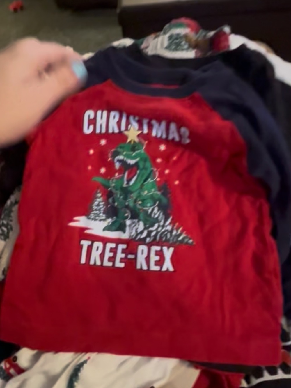 The Children's Place Red Christmas 'Tree-Rex' Long Sleeve Pajama Top
